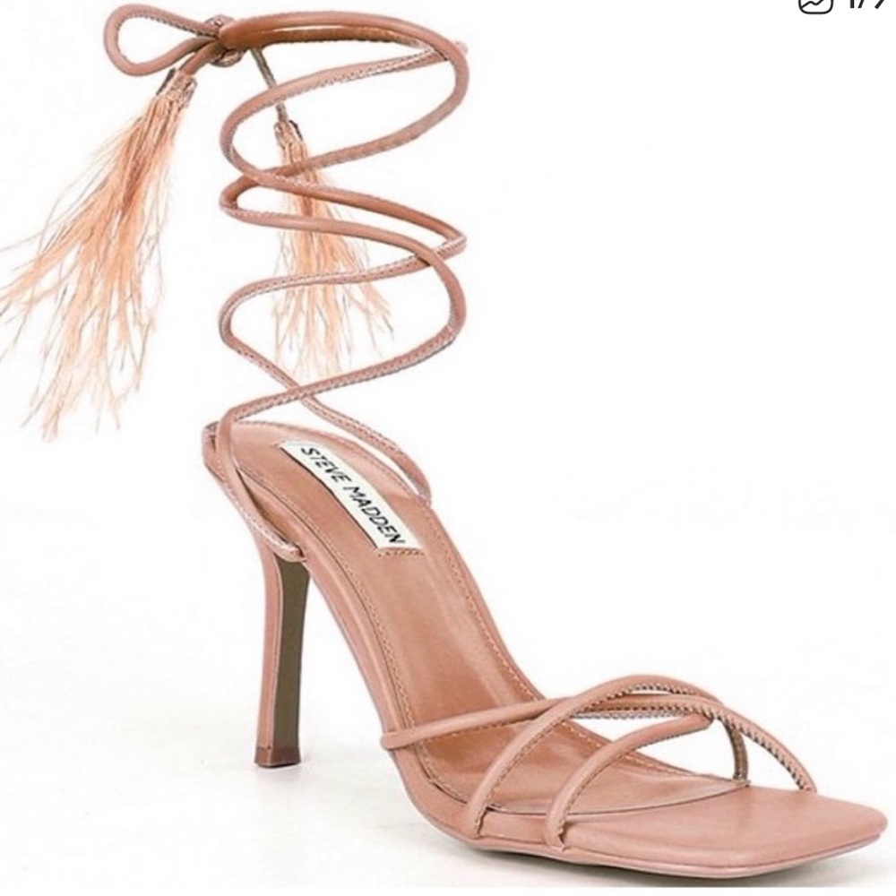 Steve Madden Pink Strappy Feather Heels